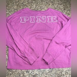 NWT PINK Victoria's Secret Magenta V-Neck Jersey T-shirt Large